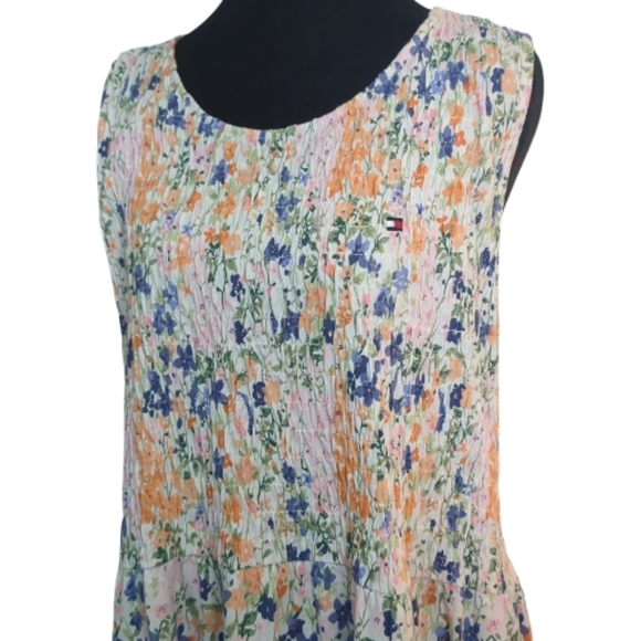Tommy Hilfinger 1X Smocked Sleeveless Floral Maxi Dress Cottagecore, Casual Chic - Picture 2 of 6